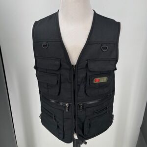 Sanyou Utility Hunting Fishing Vest MENS Black Full Zip Pockets Size XL